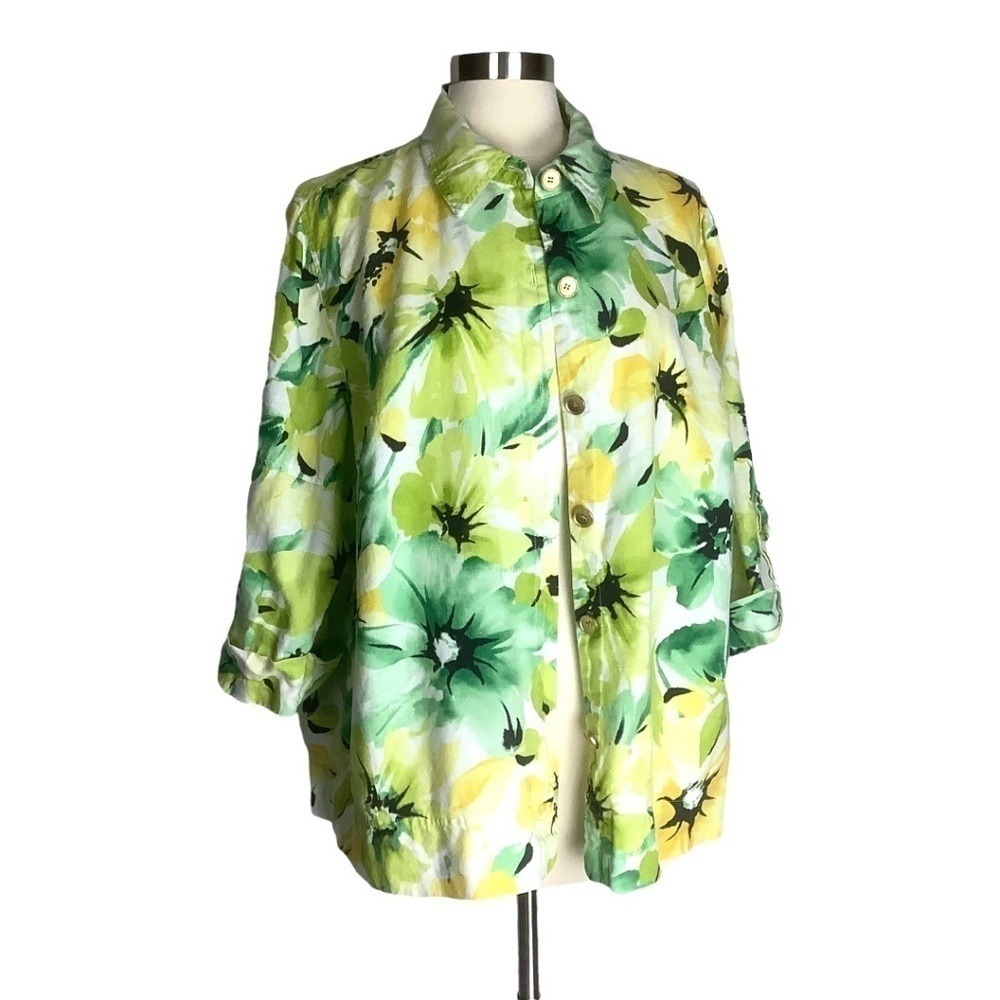 100% Linen Floral Blouse